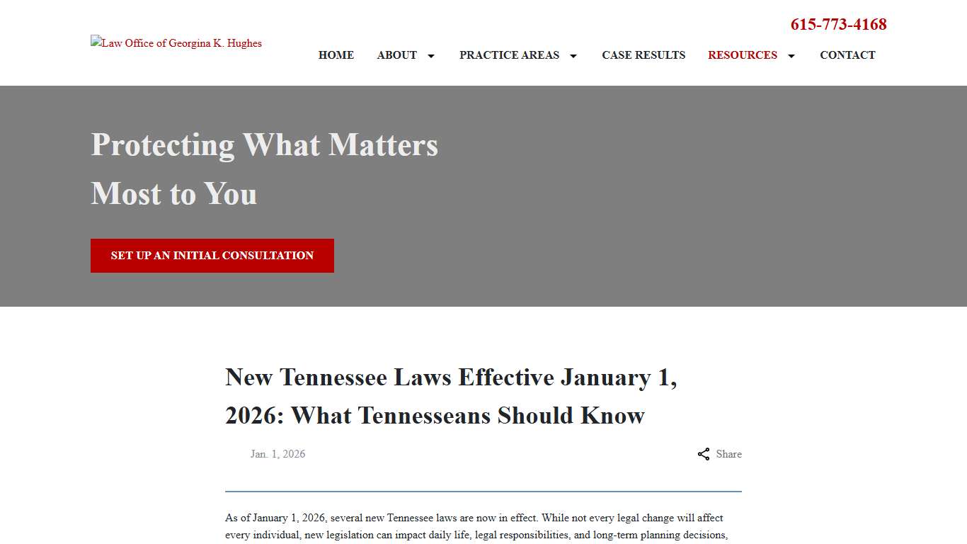 New Tennessee Laws Effective January 1, 2026 What You Should Know Law Office of Georgina K. Hughes