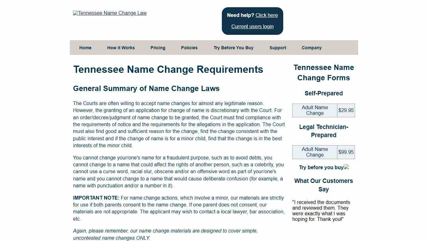 Tennessee Name Change Requirements